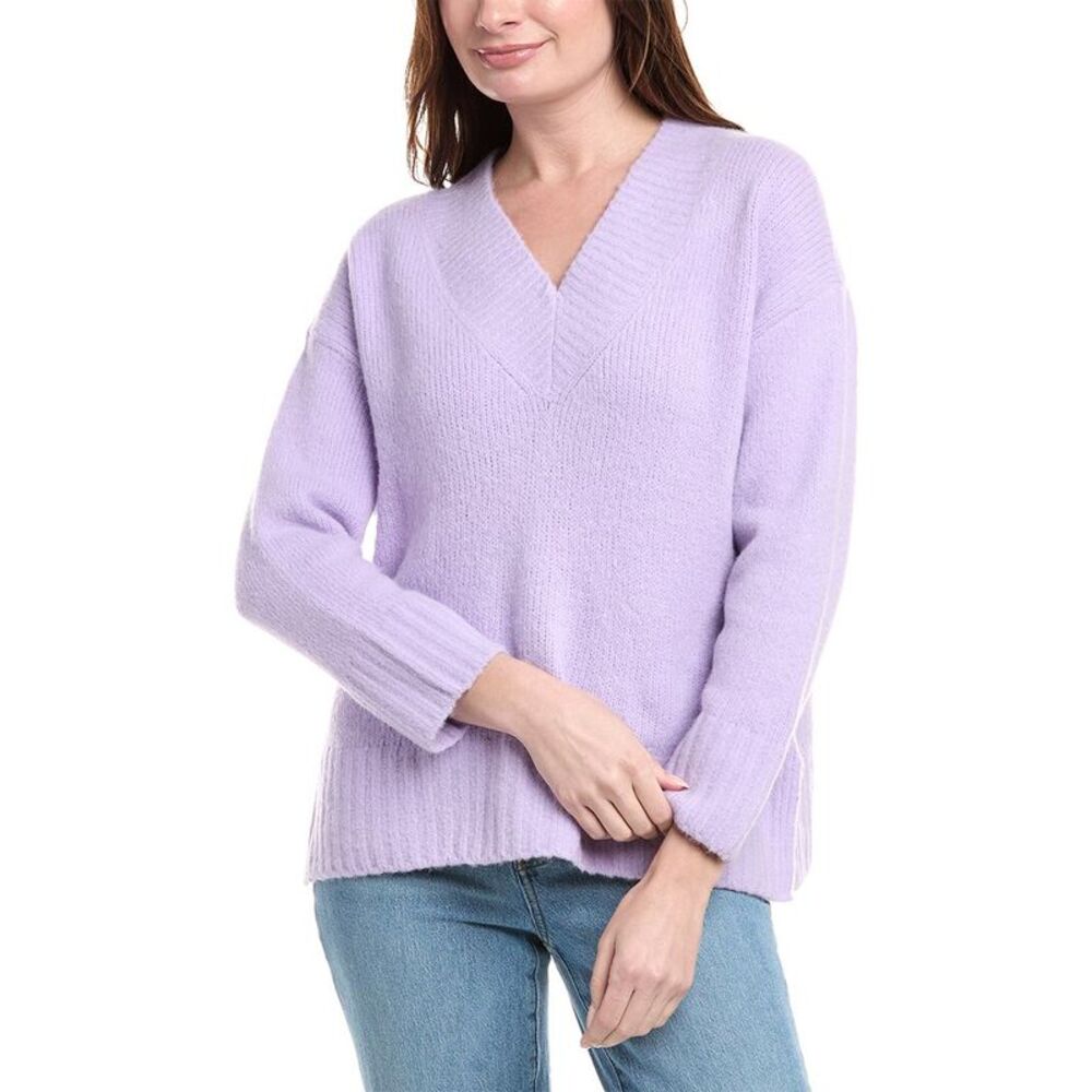 Labiz Womens  Wool & Alpaca-Blend V-Neck Sweater, Purple